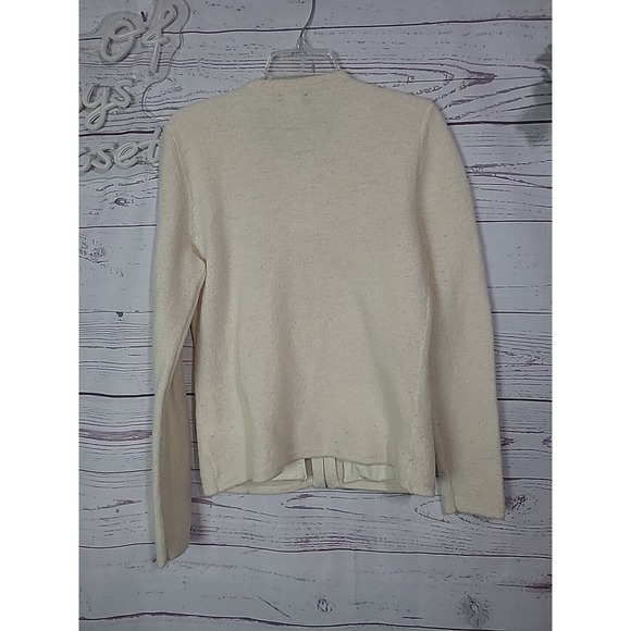 Cabela's Cream Wool Knit 100% Wool Long Sleeve Cardigan Sweater Womans Medium - Picture 2 of 6